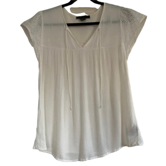 SANCTUARY cream sheer, lightweight peasant blouse. Size L. - Picture 1 of 5
